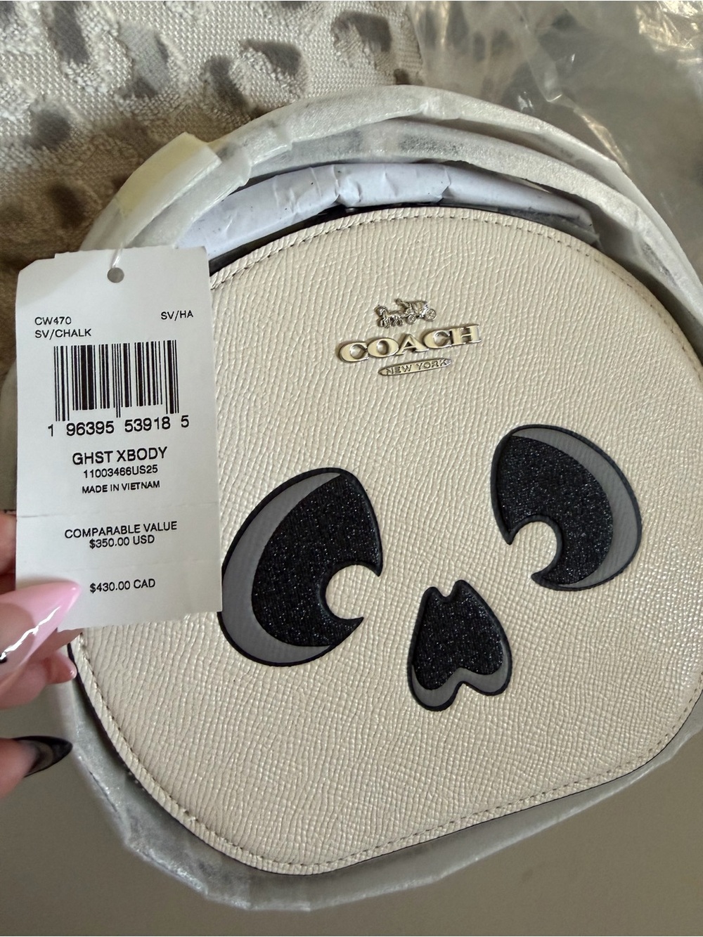 Coach Chalk and Black Leather Novelty Face Crossbody - Picture 2 of 11